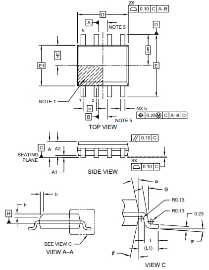 機械図面 - Microchip Technology 4-Mbit SST26VF040A NORフラッシュ